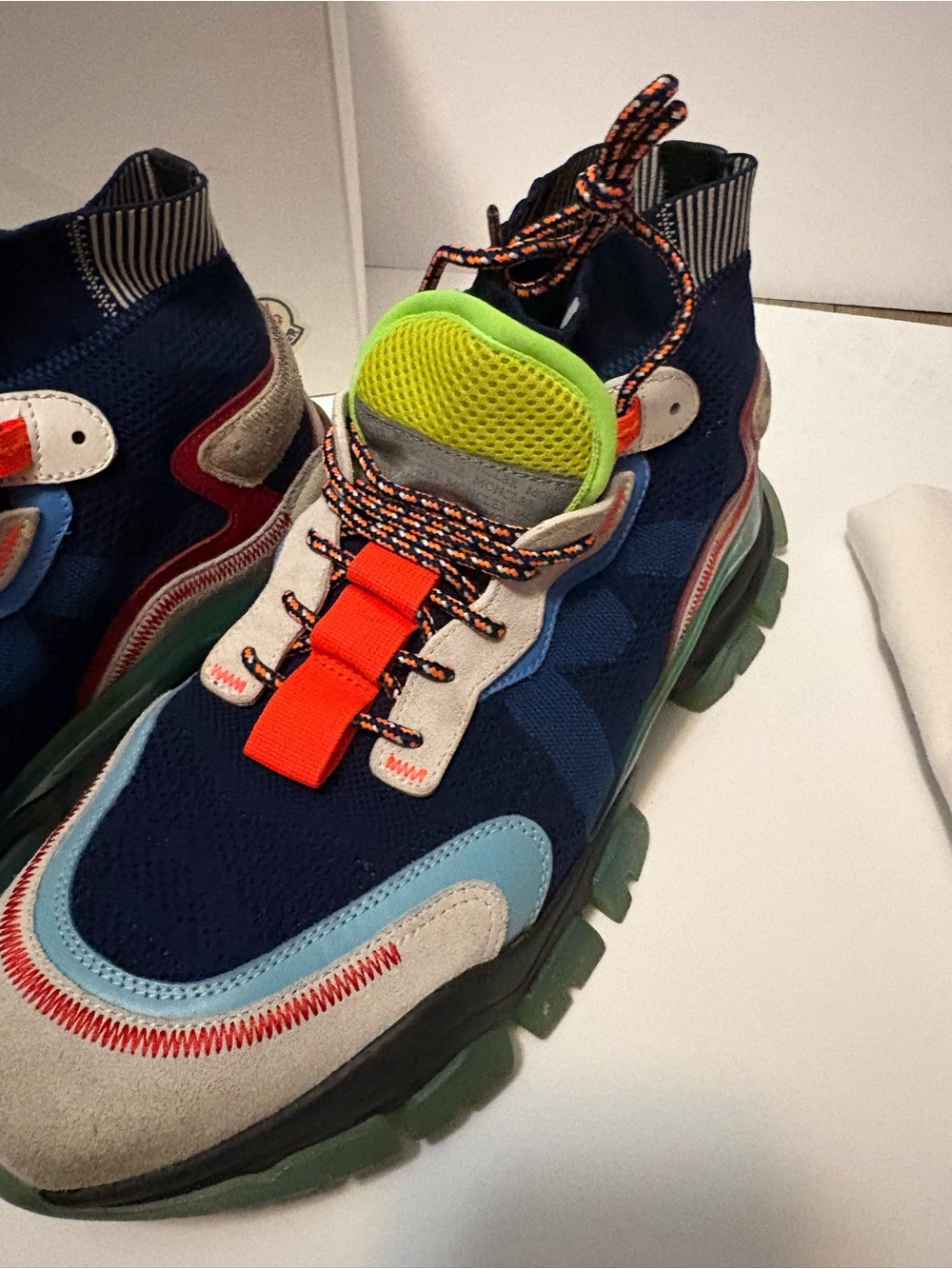Moncler Multicolor Men's Trail Sneakers - Navy, Lime, Orange, Light Blue, Olive